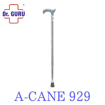 Dr. GURU A-CANE 929 Premium Antique Handle Height Adjustable Walking Stick| Aluminium Light Weight | Ideal for Senior Citizen, Old Elderly People, Patients & Handicap (Single Leg-Silver)