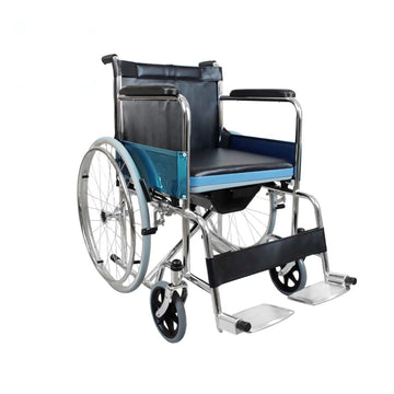 Dr. GURU D'ZIRE 609 Premium Imported Commode Cum Wheelchair | Foldable whelchair with Detachable Cushion Seat for extra comfort | 18" wide seat Toilet Wheel Chairs | Wheel chairs for old people