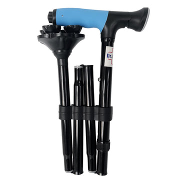 Dr. GURU Cane 1000L Portable Aluminium Alloy Handle Dependable Professional LED Light Folding Walking Stick for Old People | Black | Height Adjustable | Easy to Carry | Adjustable LED Light