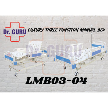 Dr. GURU LMB03-04 Luxury Three Function Manual Bed | Manual Three crank Bed | Head Position | Leg Postion | Heaight Adjustable | Long ABS Side Guard railing