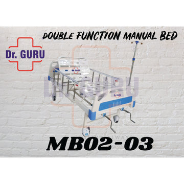 Dr. GURU MB02-03 (Deluxe) Two Function Manual Bed with SS Handle | Head and Leg Position | Premium Imported Bed | Heavy Quality | Wheels and Side Railing attached