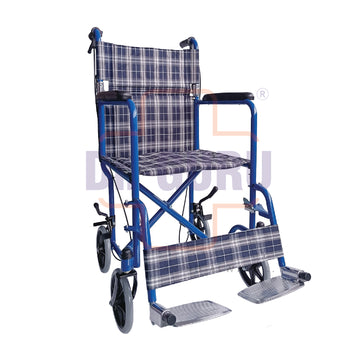 Dr. GURU TRANSFEE 976ABJ Lightweight Transporter Wheelchair with Brakes | Durable frame | foldable back rest | Removable footrest | Breatable upholstery