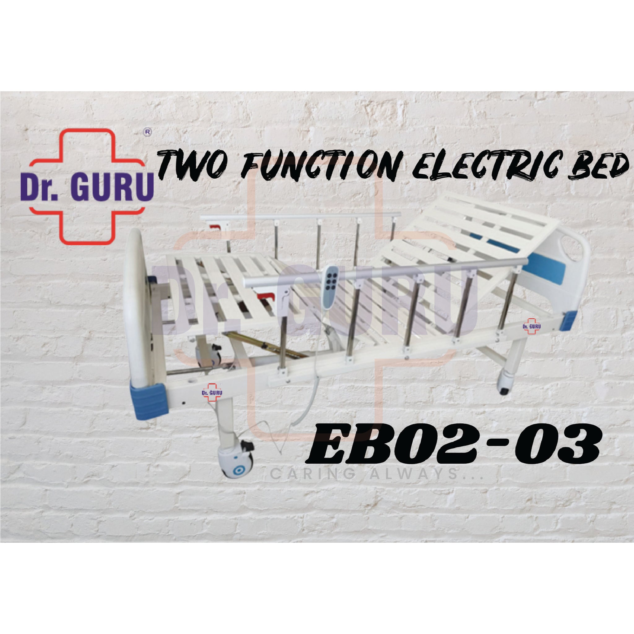 Dr. GURU EB02-03 (Two Function Motorized Hospital Bed) | Premium Hospital furniture | Load capacity - 200KGS