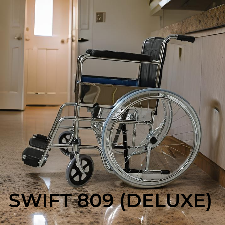 Dr. GURU SWIFT 809 | Basic Imported Classic Wheelchair for Adults, Patients | Heavyduty | Ideal for Middle Class | Wheelchair in Premium Range